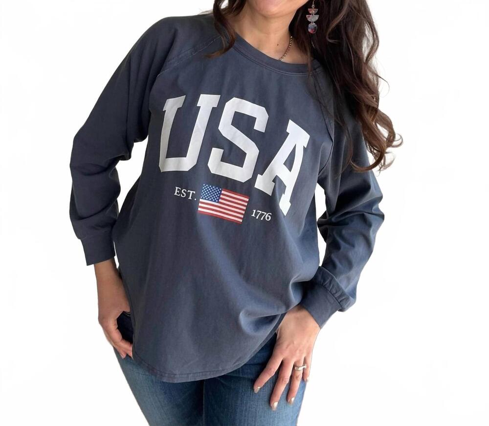 NEW BLU PEPPER usa graphic long sleeve in navy